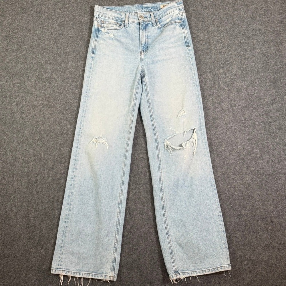 AYR The Secret Sauce Light Wash Distressed Wide Leg Jeans Size 27 Made in LA